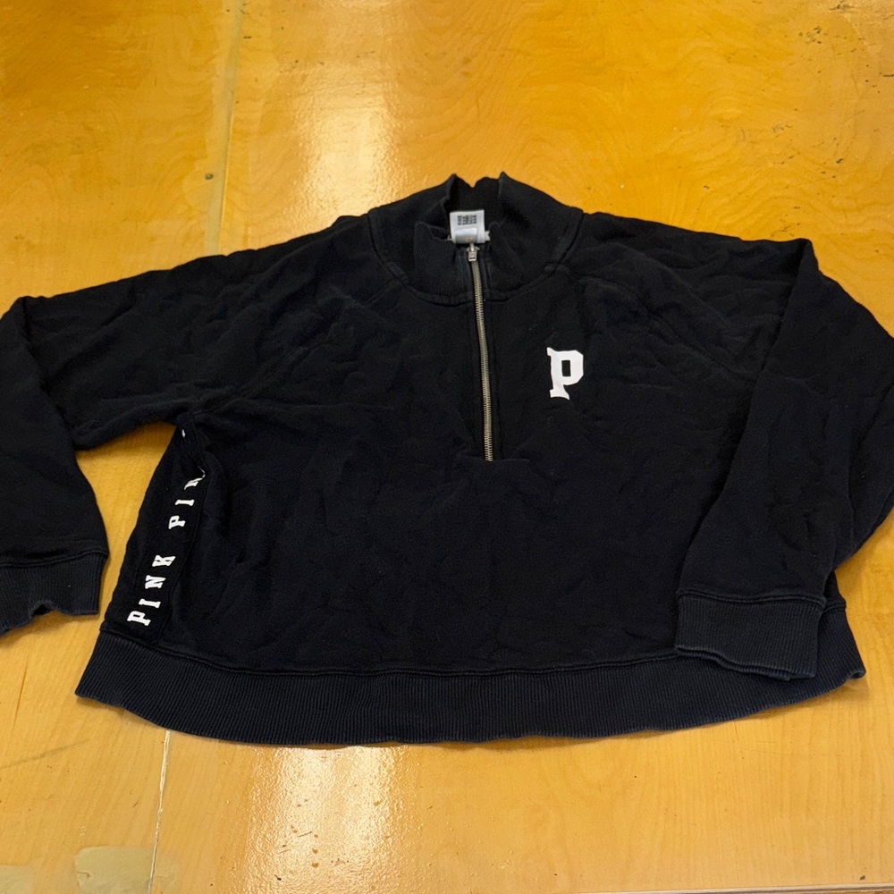 PINK Victoria's Secret Black Zip-Up Sweater